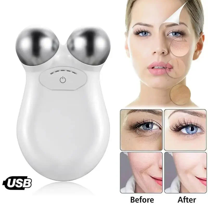 Microcurrent Facial Massager Roller – EMS Face Lift & Anti-Wrinkle Skin Tightening Tool for Firming & Slimming