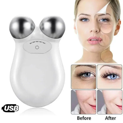 Microcurrent Facial Massager Roller – EMS Face Lift & Anti-Wrinkle Skin Tightening Tool for Firming & Slimming