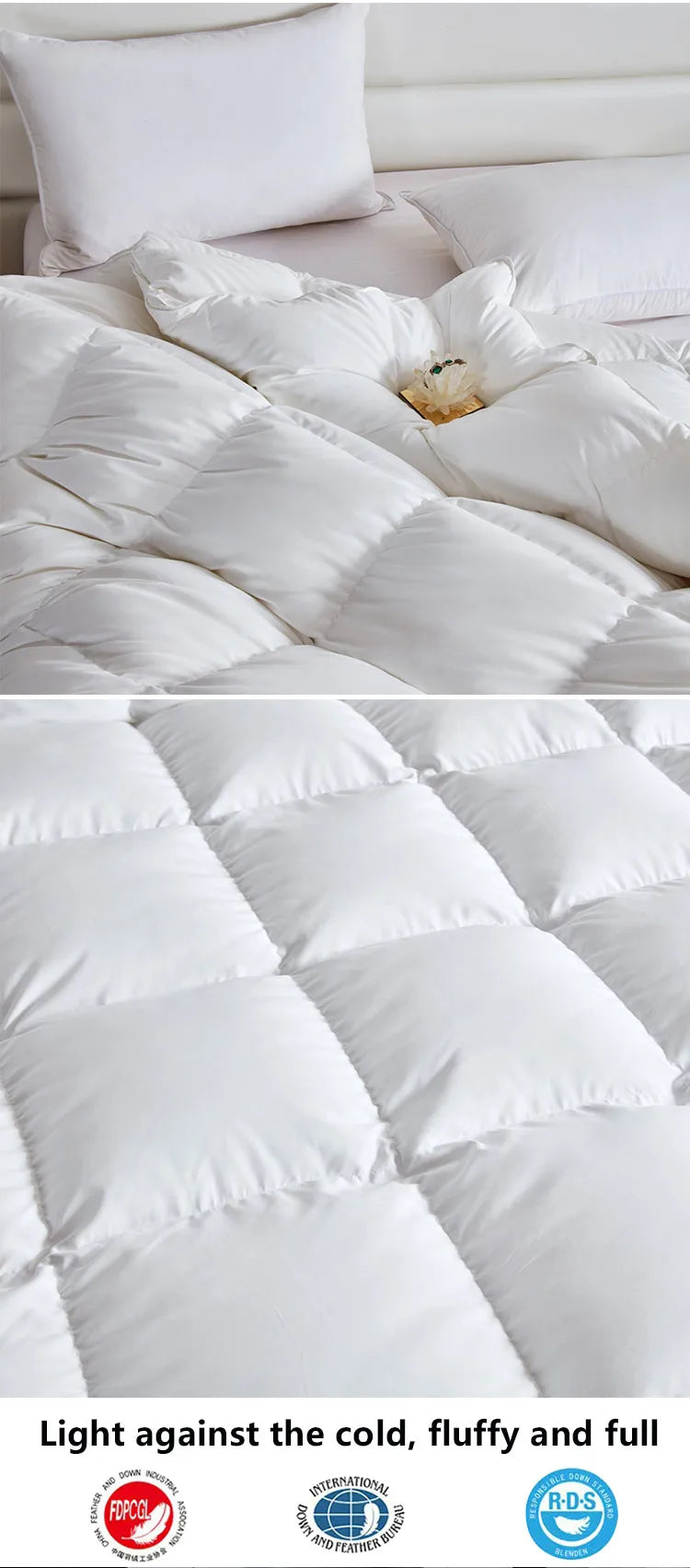 Winter Cotton Goose Down Quilt – Super Soft Fluffy Duvet for Queen & King Size, Four Seasons Blanket 220x240