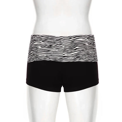 Y2K Zebra Print Mini Shorts - Low Waist Stretch Harajuku Casual Summer Bottoms