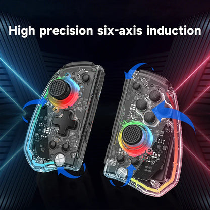 LinYuvo KS40 Transparent Wireless Joy-Pad – 8 Color LED Controller with Turbo Function for Switch/NS OLED & Lite