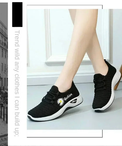 Women's Fashion Sports Shoes – Breathable Mesh, Soft Thick Sole, Lightweight Casual Trendy Coconut Sneakers