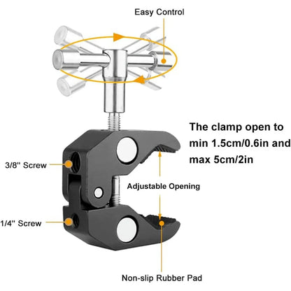 ERIKOLE Super Clamp with 360° Mini Ball Head, Quick Release Clamp Bracket, Tripod Mount with 1/4" Screw for DSLR Camera, GoPro