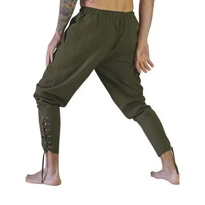 Men’s Pirate & Viking Costume Pants – Renaissance Medieval Drawstring Shorts for Halloween Cosplay