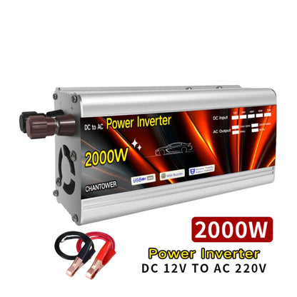 12V to 220V Solar Inverter — 500W/1000W/1500W/2000W Portable Voltage Converter & Car Power Charger