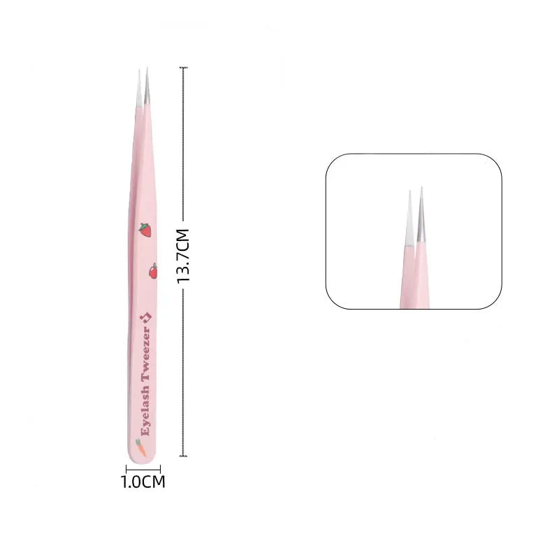 6 Types False Eyelash Tweezers — Stainless Steel Anti-Static Curved & 3D Lash Tools