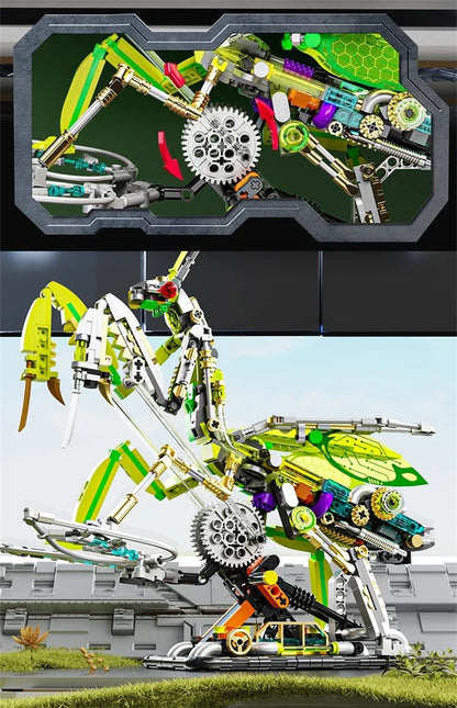 Mechanical Shark & Sea Life Building Blocks Set – Crocodile, Parrot, Mantis, Frog, Manta Ray Toy for Kids