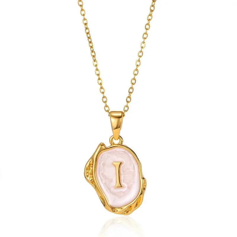 Y2K Stainless Steel Drip Oil Alphabet Necklace – A-Z Initials Pendant for Women & Men, Aesthetic Jewelry Gift