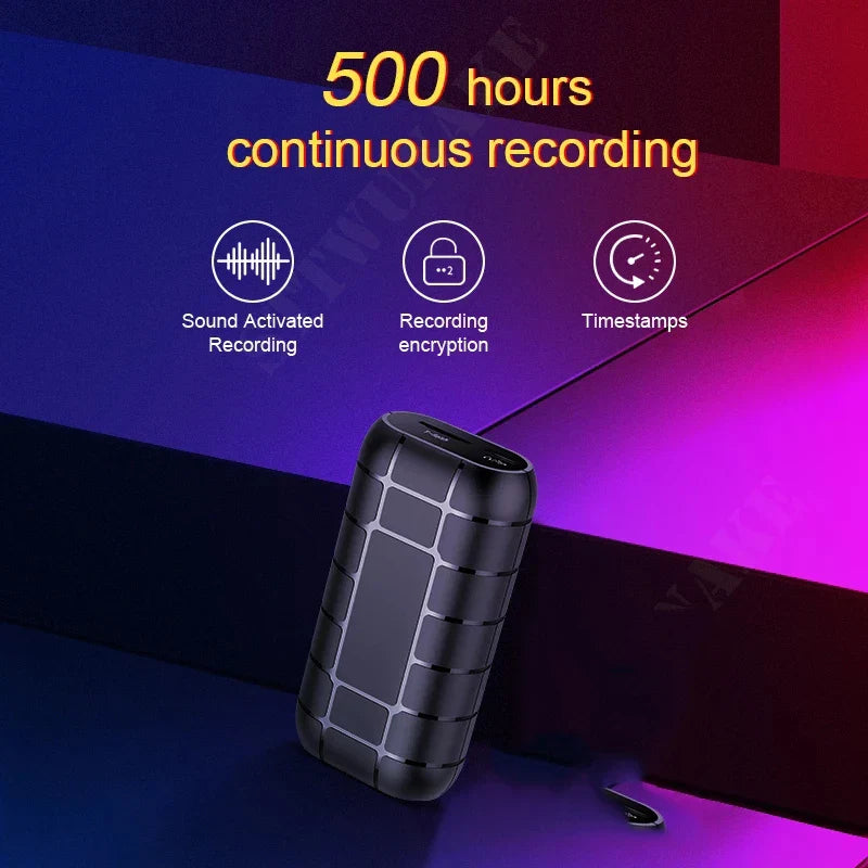 Mini Voice-Activated Digital Recorder – 500-Hour Portable Professional Sound Dictaphone