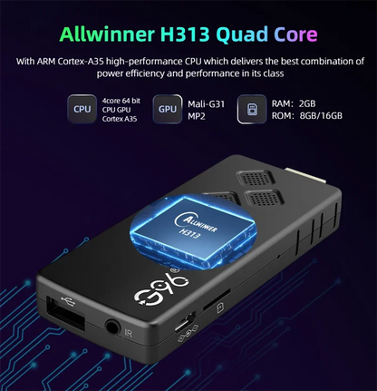G96 Android 13.0 4K Smart TV Stick – H313, 2GB RAM 16GB ROM, Dual WiFi, Infrared Remote, High-Performance ATV Streaming Device