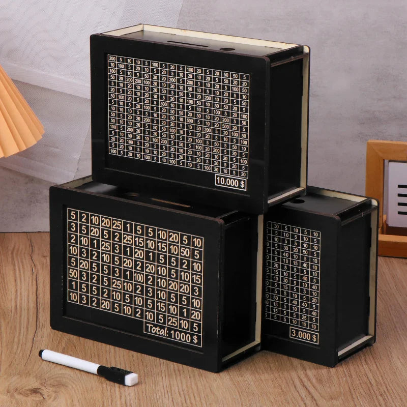 USD Black Reusable Piggy Bank with Money Goal Counter - DIY Savings Box to Build Good Habits
