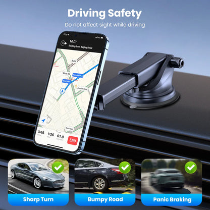 TOPK Magnetic Car Phone Mount – N52 Strong Magnet, Adjustable Telescopic Arm, Dashboard & Windshield Suction Cup Holder