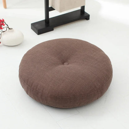 40cm Linen Seat Cushion – Soft Cotton Filled Thickened Circular Pillow for Sofa, Balcony, Office Chair & Car Seat