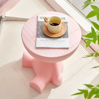 Light Luxury Cartoon Sofa Side Table – Creative Plastic Coffee Table, Small Household Flat-Head Coffee & Living Room Furniture Side Table