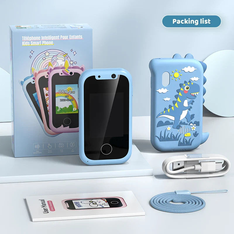 Kids Toy Phone with Dual Camera & MP3 - Touchscreen Learning Toy for 3-12 Year Olds, Birthday Gift Idea