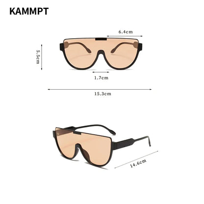 KAMMPT Vintage Semi-round Sunglasses: Fashion Monoblock Outdoor Goggle Shades, Ins Trending New Design UV400 Eyewear for Women