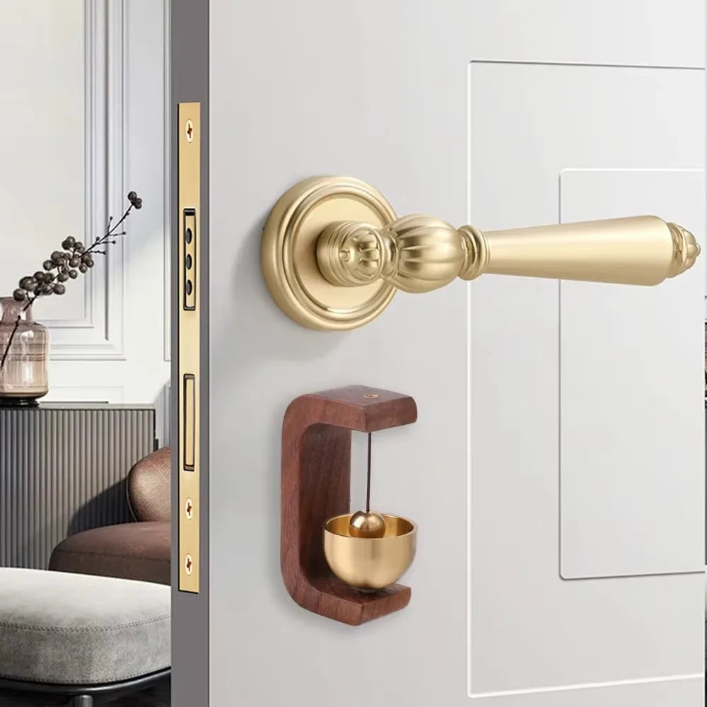 Magnetic Wooden Doorbell - Solid Brass Wind Chimes, Wireless Hanging Doorbell, Japanese Style Garden Pendant & Home Decor