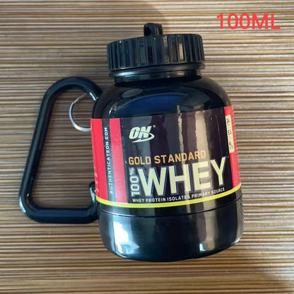 100/200ML Portable Mini Protein Powder Bottle — Keychain Health Container with Funnel for Sports & Outdoors