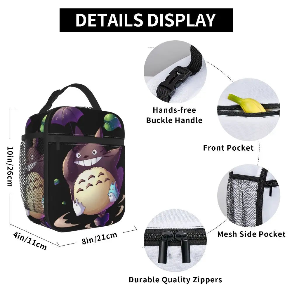 Totoro Miyazaki Anime Insulated Lunch Tote Bag – Portable Thermal Cooler for School & Office