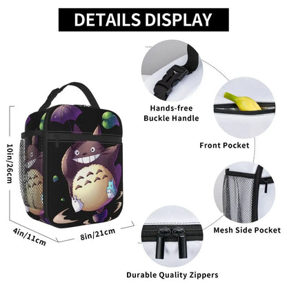 Totoro Miyazaki Anime Insulated Lunch Tote Bag – Portable Thermal Cooler for School & Office