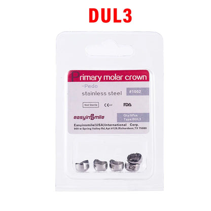 5PCS EASYINSMILE Kids Stainless Steel Dental Crowns – Primary Molar Teeth Refill D2-D7