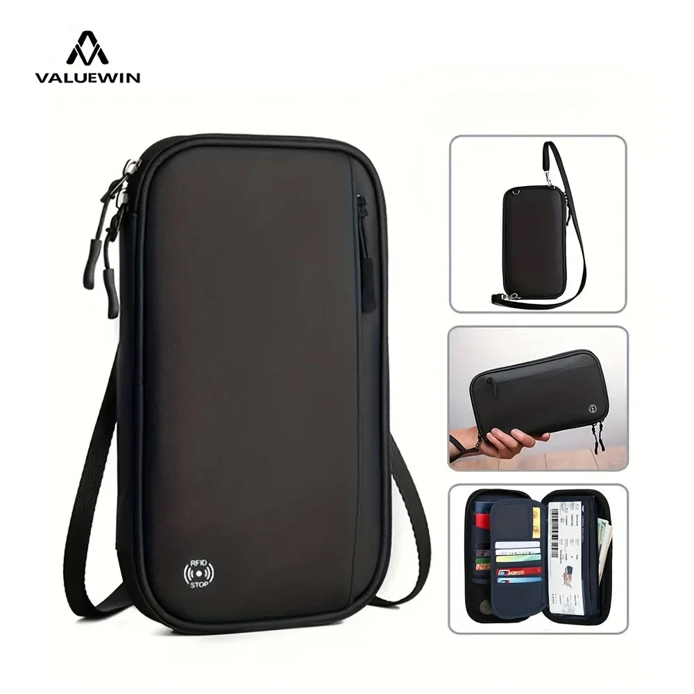 Travel Wallet Passport Holder Crossbody Bag – Card Organizer Neck Pouch for Documents & Tickets