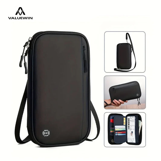 Travel Wallet Passport Holder Crossbody Bag – Card Organizer Neck Pouch for Documents & Tickets