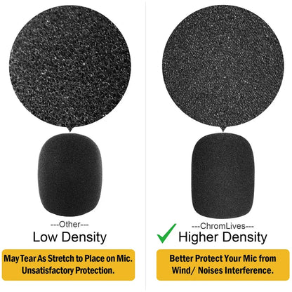 6pcs Microphone Foam Covers - High Density Windscreen Sponge Caps for Standard Microphones