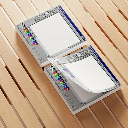 Vintage Computer Design Sticky Notes – 50 Sheets Durable Adhesive Memo Pads for Office, Study & Artist Use