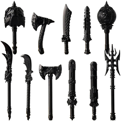 Medieval Figure Weapons Building Blocks Kit – King Sword, Lion Shield, Trident & Double-Edged Axe Battle Toy