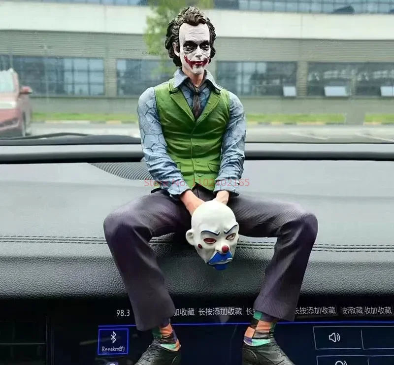 24cm Joker Heath Ledger Action Figure - Green Suit with Mask, Car Doll & Desktop Decoration Model Toy Gift