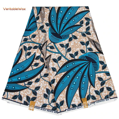 Ankara African Wax Print Fabric - Batik Pagne Polyester Material for DIY Sewing, Patchwork & Wedding Dress Craft