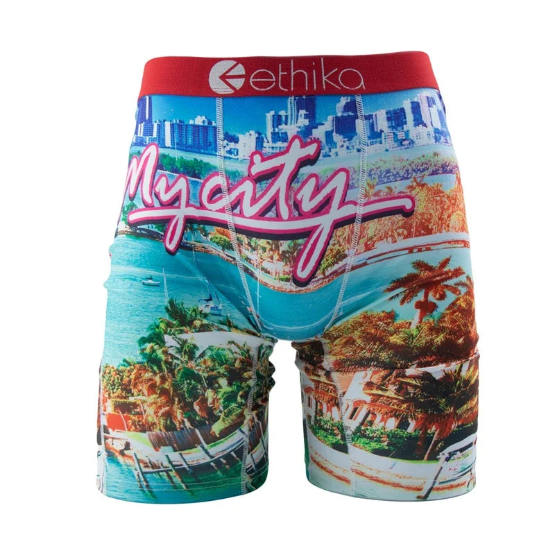 ETHIKA Men’s Sexy Breathable Boxer Shorts Plus Size S-3XL Swimming Underwear Trunks