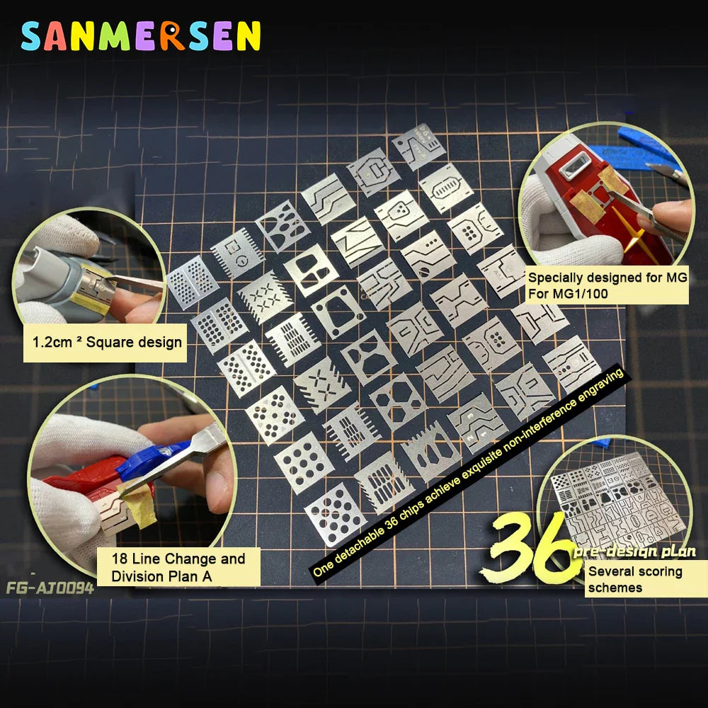 36-in-1 Model Scribing Template Ruler – Precision Line & Groove Drawing Tool for 1/100 & 1/144 Scale Crafts