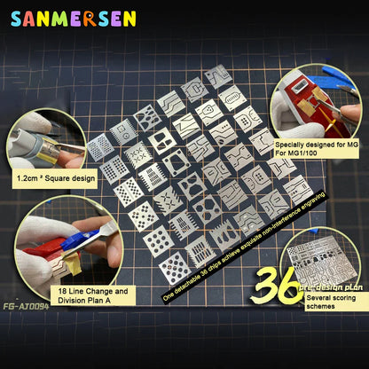 36-in-1 Model Scribing Template Ruler – Precision Line & Groove Drawing Tool for 1/100 & 1/144 Scale Crafts
