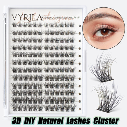 Individual Cluster Lashes C Curl – 3D Wispy DIY Extensions, 0.1mm Thin Band, Reusable & Natural