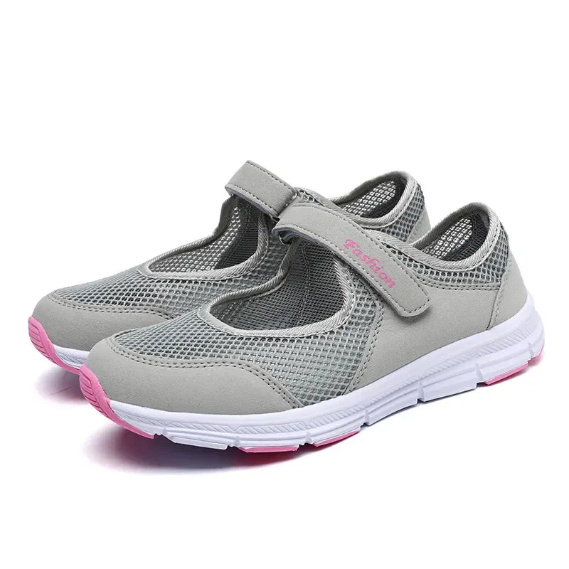 Women’s Breathable Mesh Vulcanized Sneakers – White Casual Walking Shoes, Fashion Work Shoes for Comfort & Everyday Wear