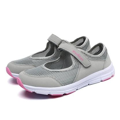 Women’s Breathable Mesh Vulcanized Sneakers – White Casual Walking Shoes, Fashion Work Shoes for Comfort & Everyday Wear