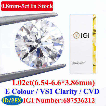 0.1–5CT Super White Lab-Grown Diamond Loose — IGI/GIA Certified, HPHT & CVD, DEFG VVS-SI, Diamond Tester Approved for Wedding Jewelry