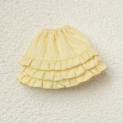 Blythe Doll Clothes Plaid Pleated Skirt & Off-Shoulder Top Tulle Dress Set — Ruffle Skirt for Licca, Azone, OB22, YMY Doll Accessories