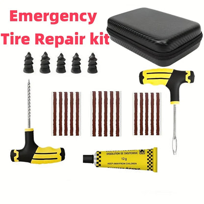 Universal Vacuum Tire Repair Kit — Portable Emergency Puncture Fix for Car, Motorcycle, Bike, Truck & SUV, With or Without Glue