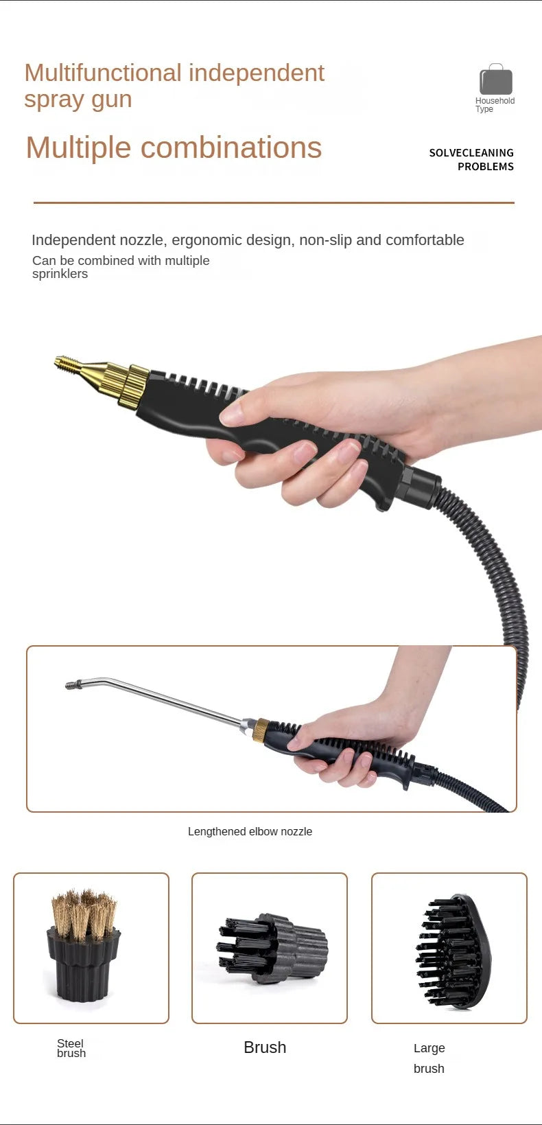 High-Temperature Steam Cleaner - Sterilization for Air Conditioning, Kitchen Hood, Home & Car, 110V US Plug / 220V EU Plug