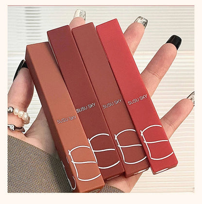 TX010 Thin Tube Matte Lipstick – Waterproof, Sweatproof, Long-Lasting Lip & Cheek Makeup
