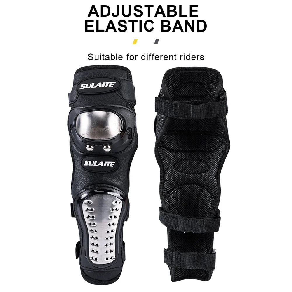 4PCS Motorcycle Knee & Elbow Pads Set — Stainless Steel Motocross Racing Protective Gear Kit