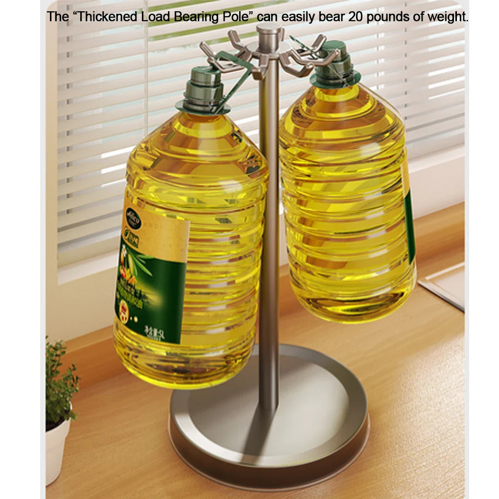 Rotating Kitchen Utensil Stand — 8-Hook Countertop Organizer for Cooking Tools