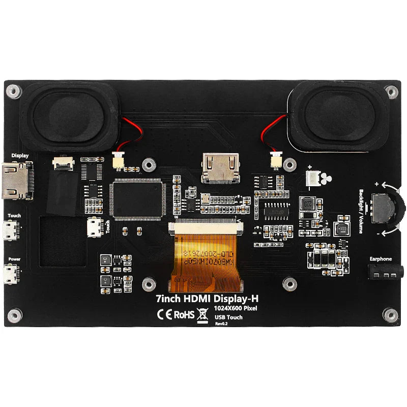 7 Inch Portable IPS Touch Screen Display – 1024x600 Monitor with Optional Speakers for Raspberry Pi 5/4B/3B+, Laptop, PC