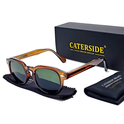 CATERSIDE Retro Round Sunglasses — Luxury Punk Pin Temple Shades for Men & Women, Sports, Leisure & Party UV400 Eyewear