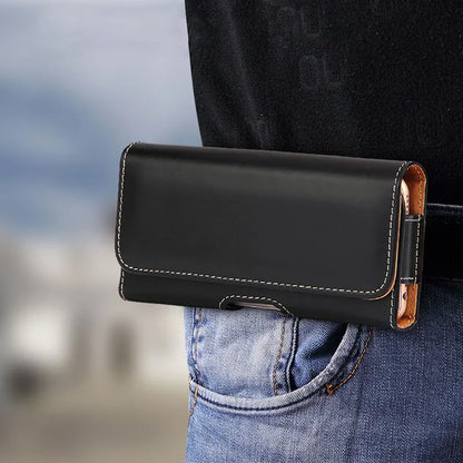 4.0 - 7.2 Inch Cell Phone Belt Clip Holster – Leather Pouch for iPhone 15/14 Pro Max, Samsung S24/S23 Ultra, Xiaomi