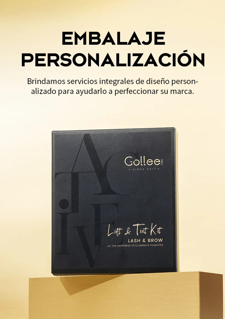 Gollee Lash & Brow Tinting Kit – Classic Black, Natural Eyelash Lifting Perm Treatment, Lasts 4-6 Weeks, Makeup Set for Lash Curler Perm