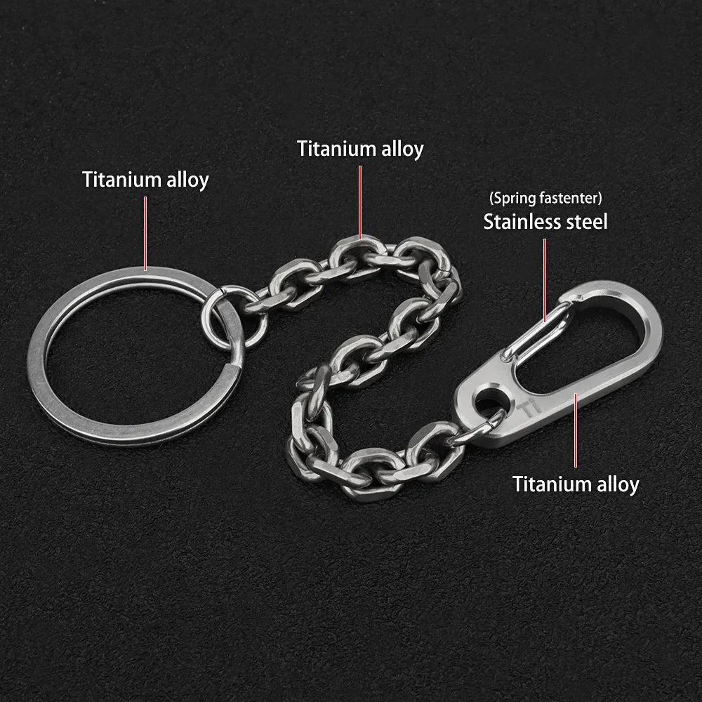 Short Chain Titanium Key Belt Buckle – Titanium Alloy Waist Ring EDC Outdoor Tool